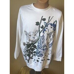 Vintage Alyssa Michele Sweatshirt Cats Beaded Crewneck One Size